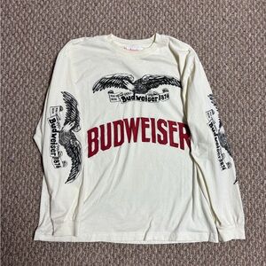 ❌ SOLD ❌  Budweiser King of Beers Red and White Eagle Graphic Casual Long Sleeve